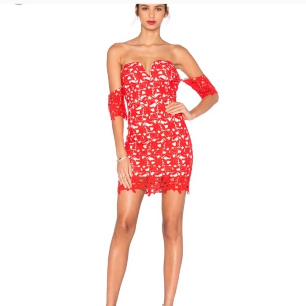 NWT JOA red lace off shoulder dress NWT